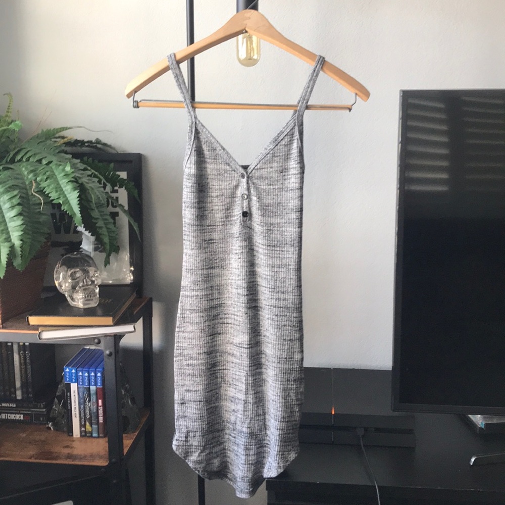 Grey Stretch Knit Mini Dress